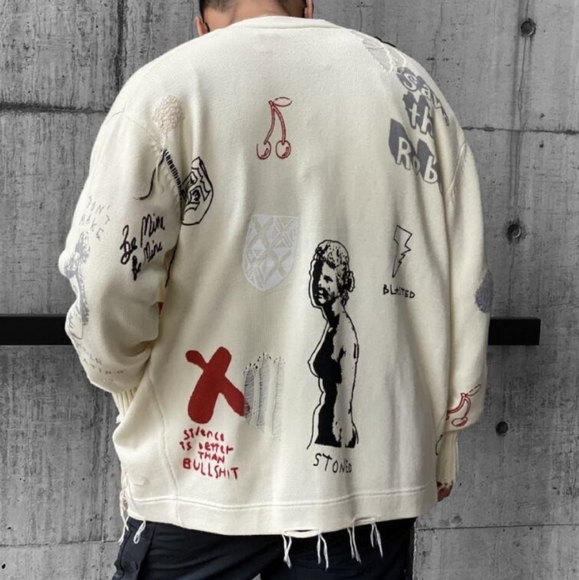 R13 Distressed Graffiti Cardigan Sweater - Picture 16 of 16